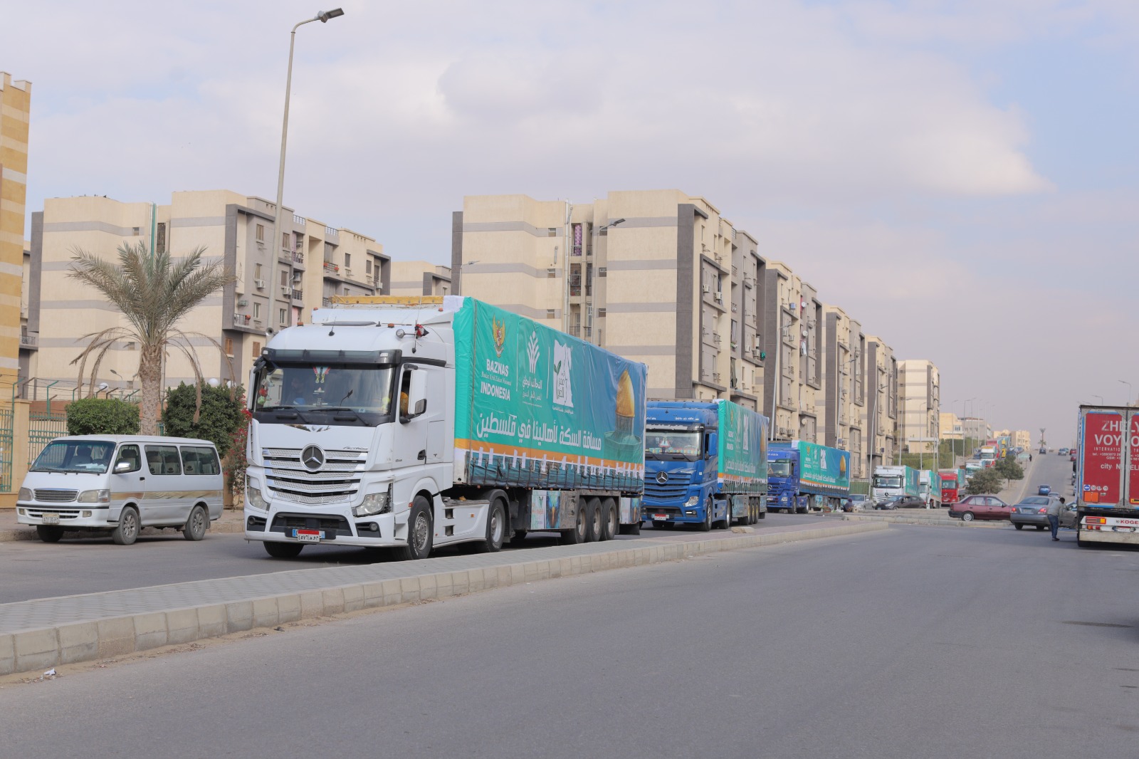 Truk pengangkut bantuan Baznas untuk rakyat Palestina.