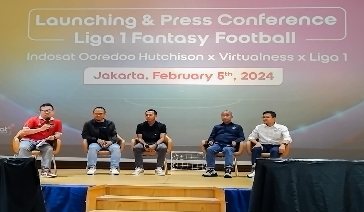 Konferensi Pers Liga 1 Fantasy Football yang diadakan Indosat, Virtualiness, dan PT LIB di Gedung KPPTI Indosat, Senin (5/2).