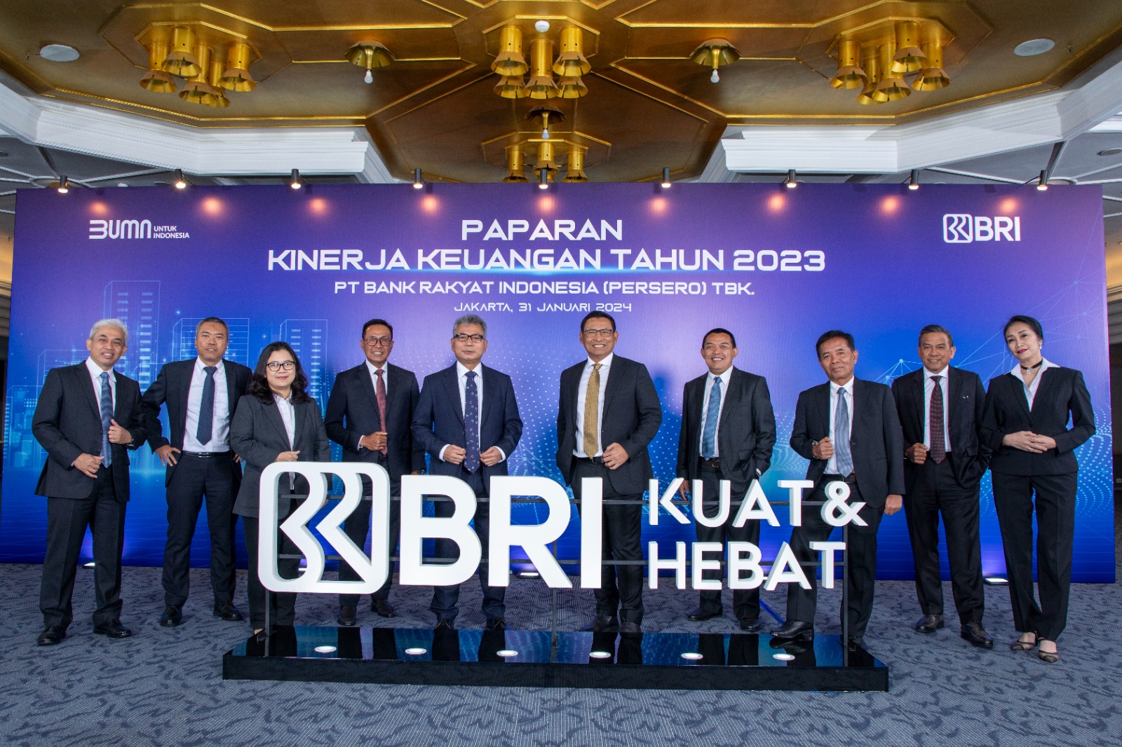 Peparan Kinerja Keuangan Tahun 2023 PT . Bank Rakyat Indonesia (Persero) Tbk di Jakarta, Rabu (31/1/2024).