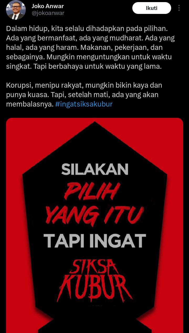 Sutradara Joko Anwar sandingkan pemilu dengan film Siksa Kubur