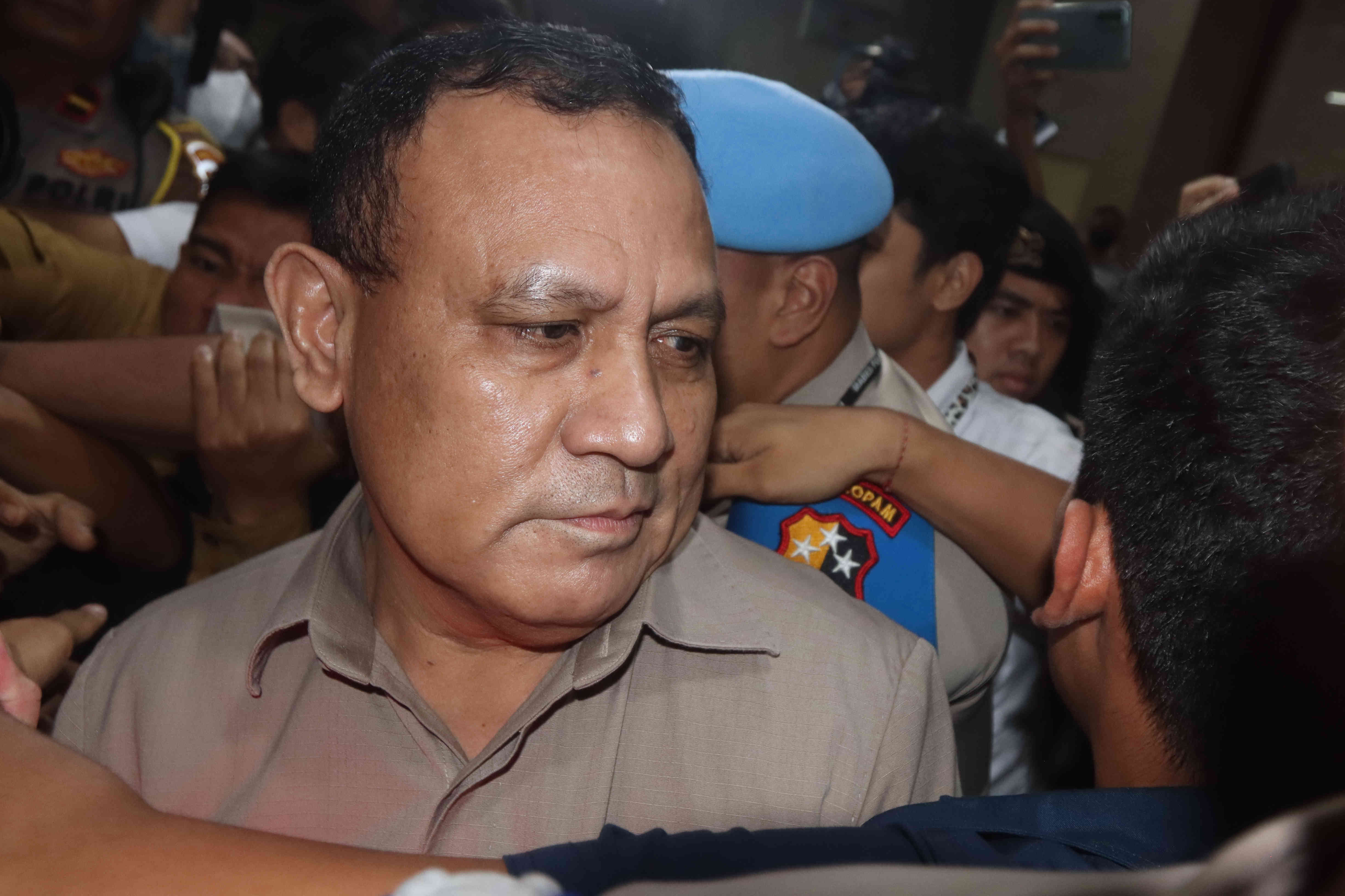 Firli Bahuri di Gedung Badan Reserse Kriminal (Bareskrim) Polri usai dimintai keterangan lagi soal kasus dugaan pemerasan.