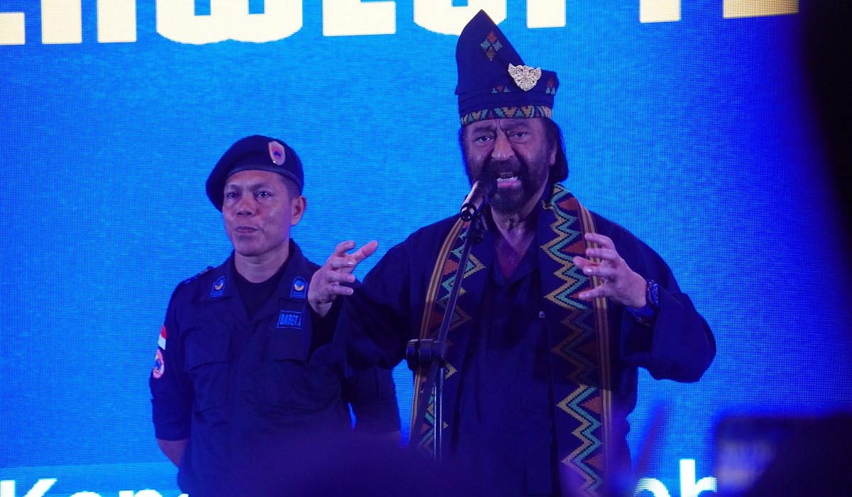 Ketua Umum Partai NasDem Surya Paloh di Kendari, Sulawesi Tenggara