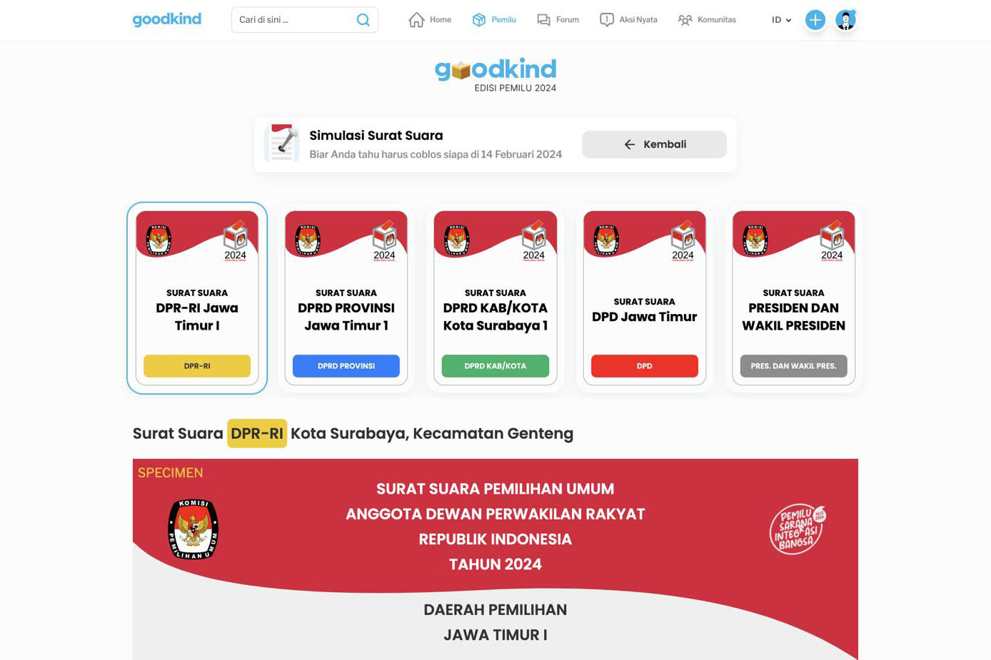 Tangkapan layar situs pilihyangbener.id.