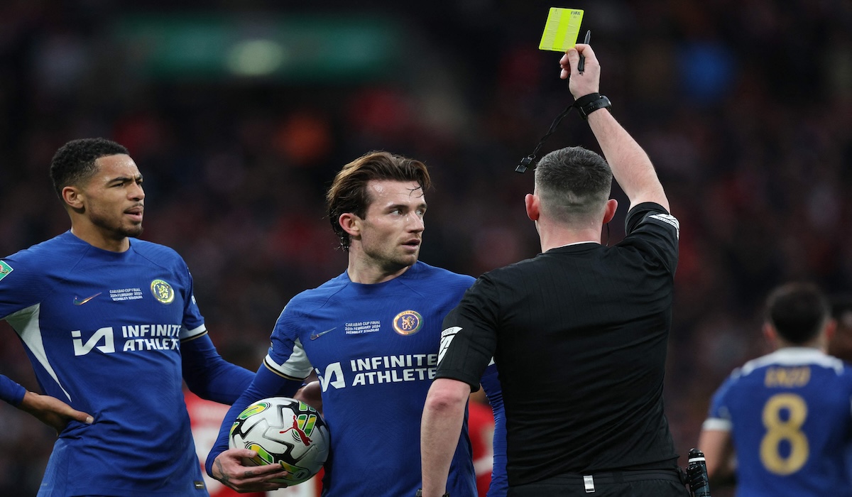 Pemain Chelsea saat laga final Piala Liga melawan Liverpool