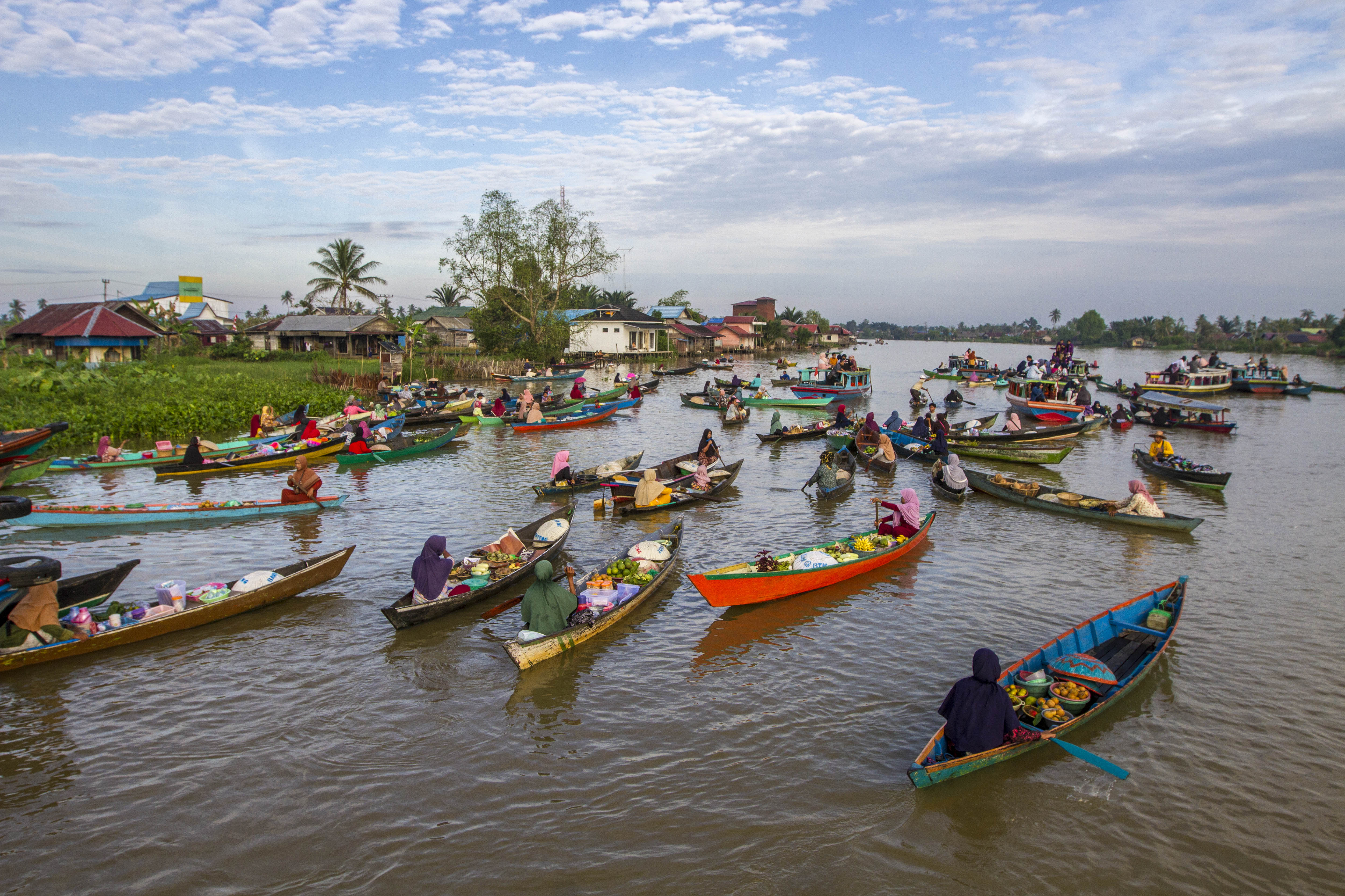Lokasi wsata Pasar Terapung Lok Baintan, Kabupaten Banjar, Kalimantan Selatan, Sabtu (17/6/2023).