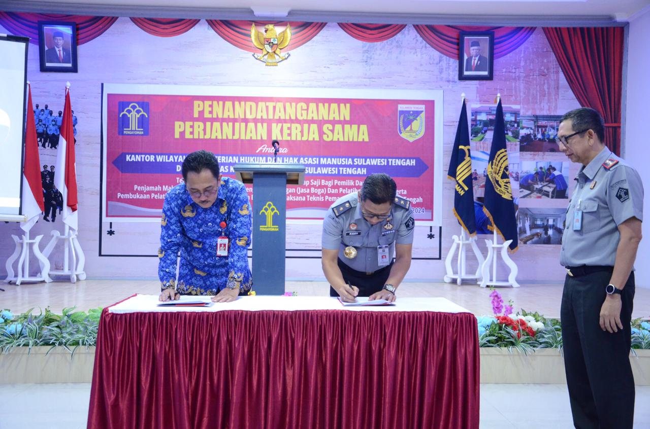 Penandatanganan kerja sama Kemenkumham dengan Dinas Kesehatan (Dinkes) Sulteng.