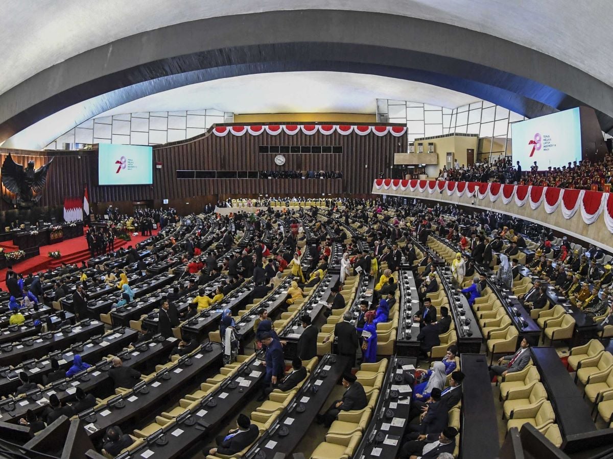 Suasana Sidang Tahunan MPR dan Sidang Bersama DPR-DPD Tahun 2023 di Gedung Nusantara, Kompleks Parlemen, Senayan, Jakarta.