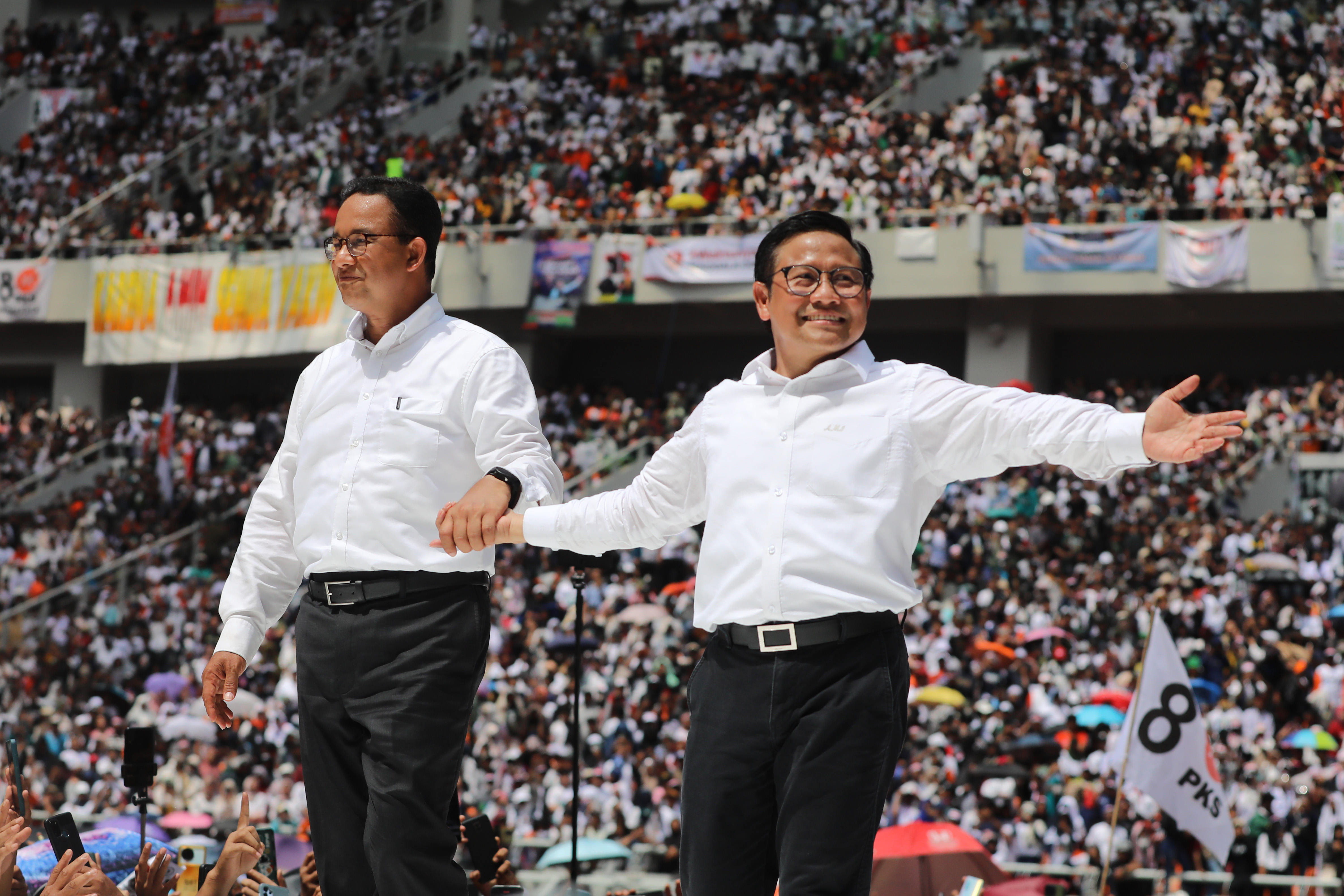 Pasangan Anies-Muhaimin saat kampanye akbar di Jakarta Internasional Stadium (JIS), Jakarta Utara, Sabtu (10/2/2024). 