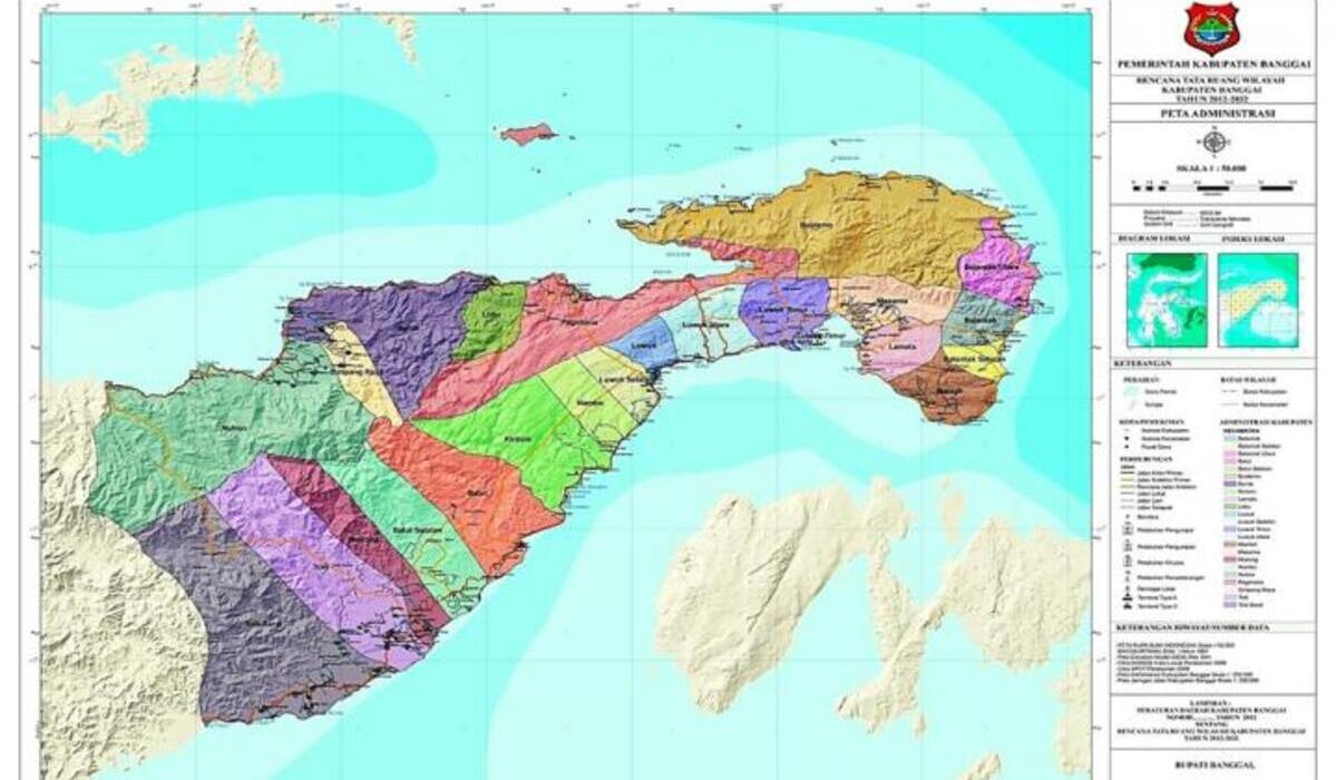 Peta Kabupaten Banggai, Sulawesi Tengah (Sulteng).