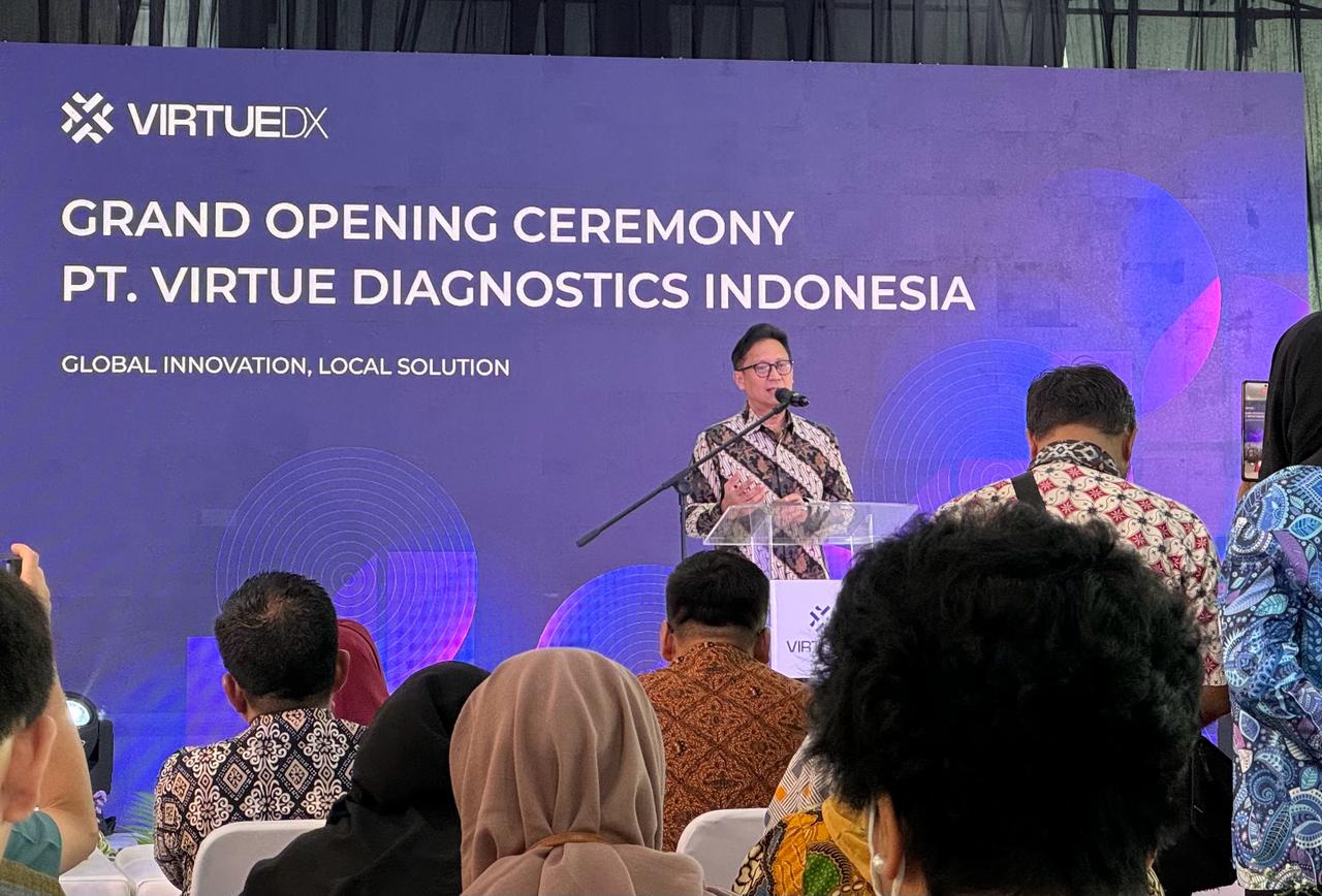 Peresmian pabrik PT Virtue Diagnostics Indonesia di Cikarang, Bekasi, Jawa Barat.