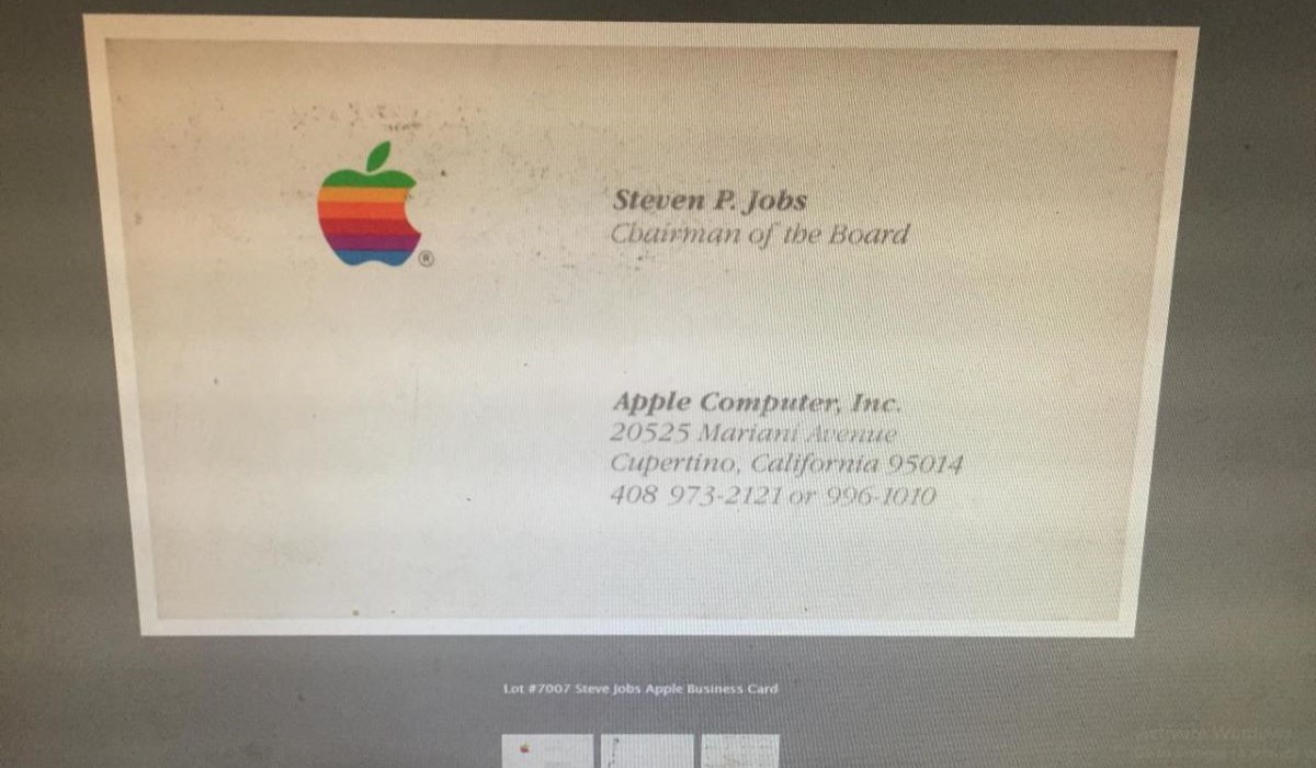 Salah satu kartu nama Steve Jobs yang dilelang di RR Auction