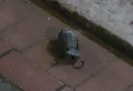 Sebuah granat yang diduga terlempar dari gudang amunisi TNI yang terbakar, Sabtu (30/3).