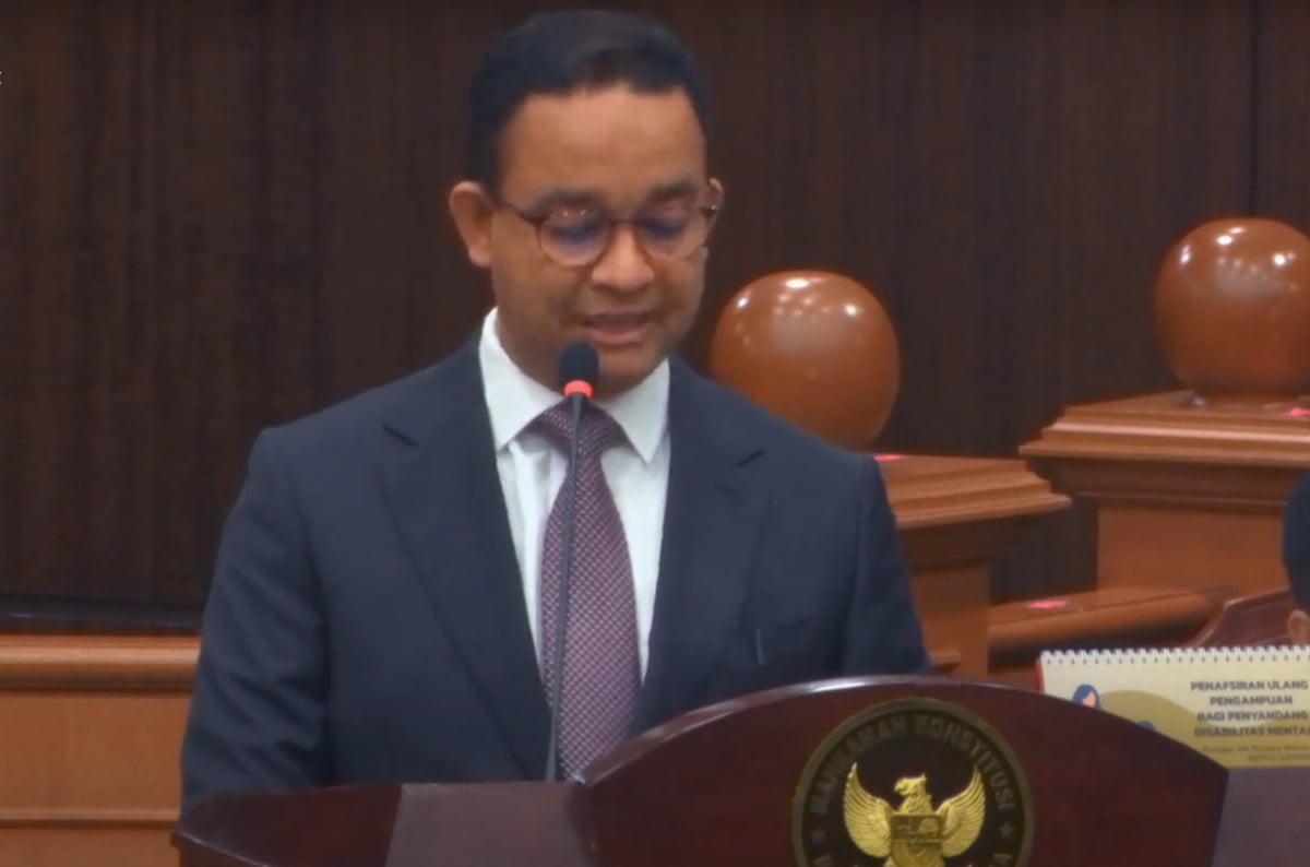 Anies Baswedan menyoroti penegakan konstitusi, kebebasan berpikir, dan perlunya mengoreksi kecurangan yang terjadi dalam sidang PHPU di MK