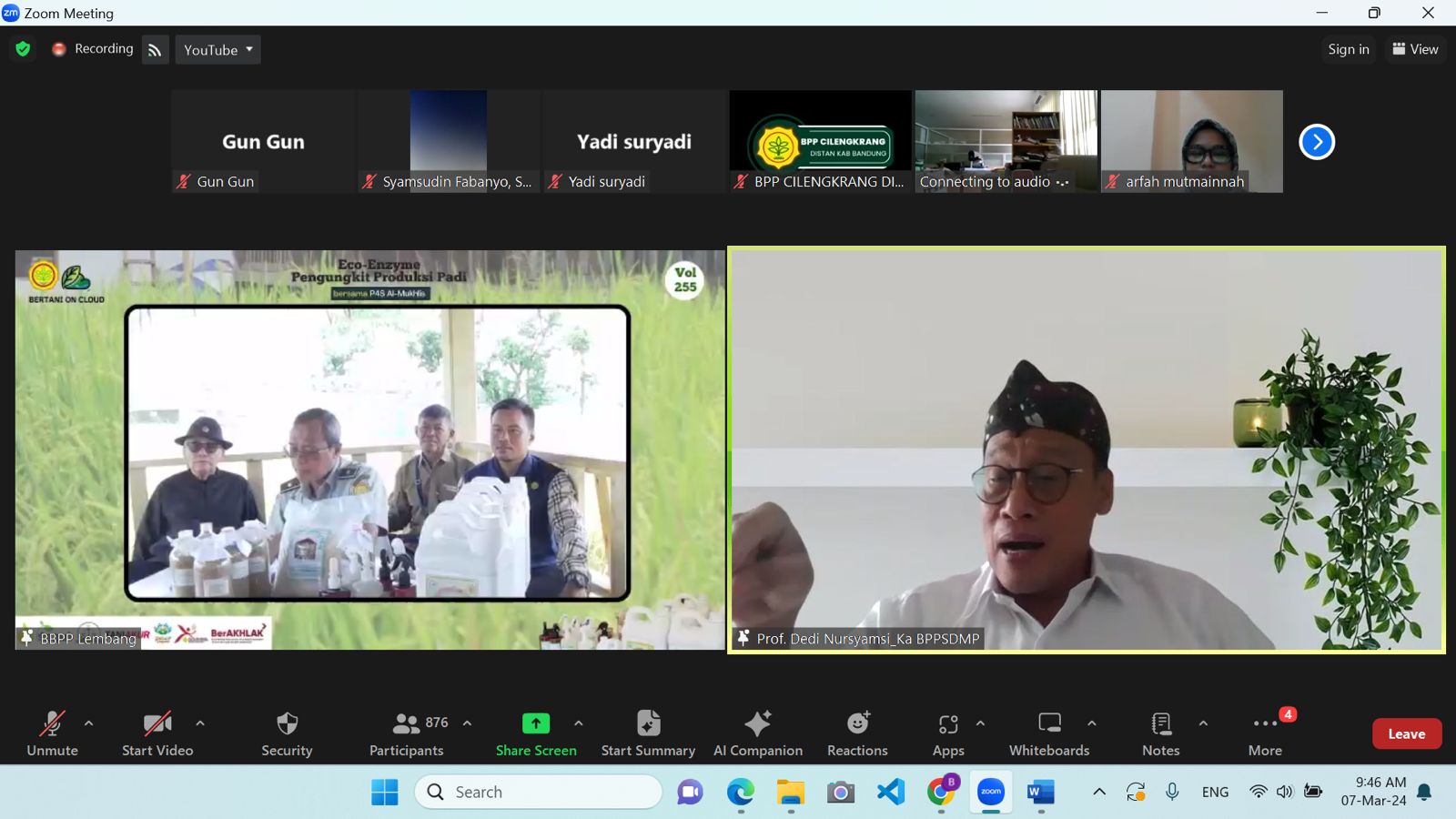 Pelatihan Bertani on Cloud (BOC) volume 255 secara online yang diselenggarakan Balai Besar Pelatihan Pertanian (BBPP) Lembang. 