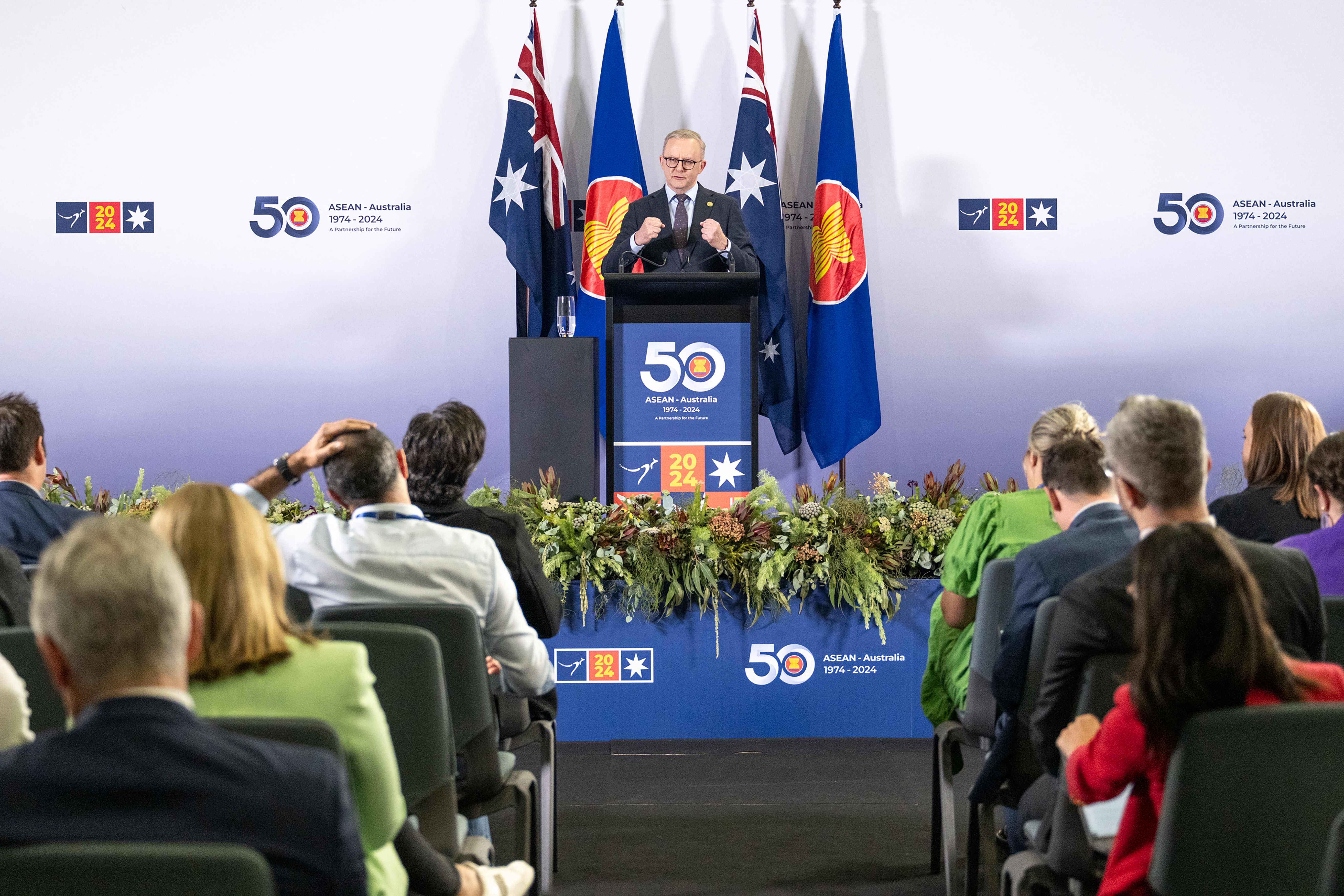 Perdana Menteri Australia Anthony Albanese melakukan konfrensi pers di KTT ASEAN-Australia