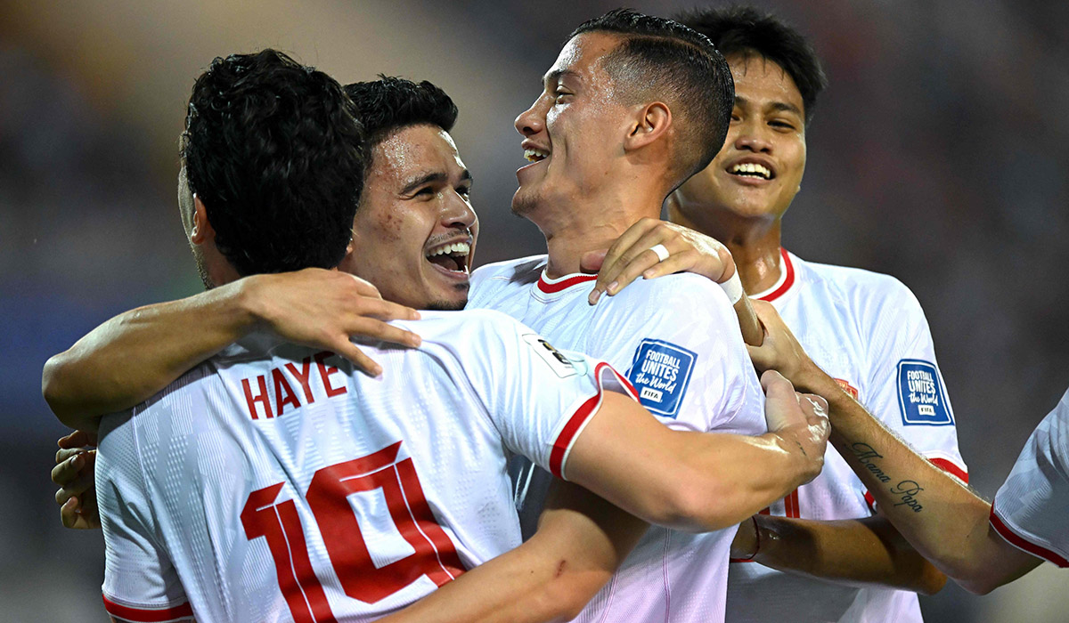 Para pemain timnas Indonesia merayakan gol yang tercipta saat melawan timnas Vietnam dalam laga Kualifikasi Piala Dunia 2026.