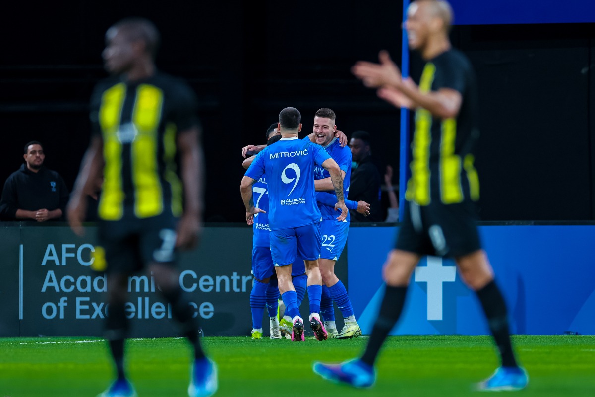 Pemain Al Hilal sedang merayakan golnya ke gawang Ittihad FC dalam pertandinga perempat final Liga Champions Asia semalam