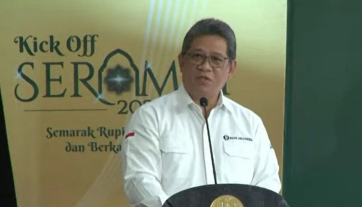 Deputi Gubernur BI Doni P Joewono berbicara dalam peluncuran Semarak Rupiah Ramadan dan Berkah Idul Fitri (Serambi) 2024 di Jakarta, kemarin