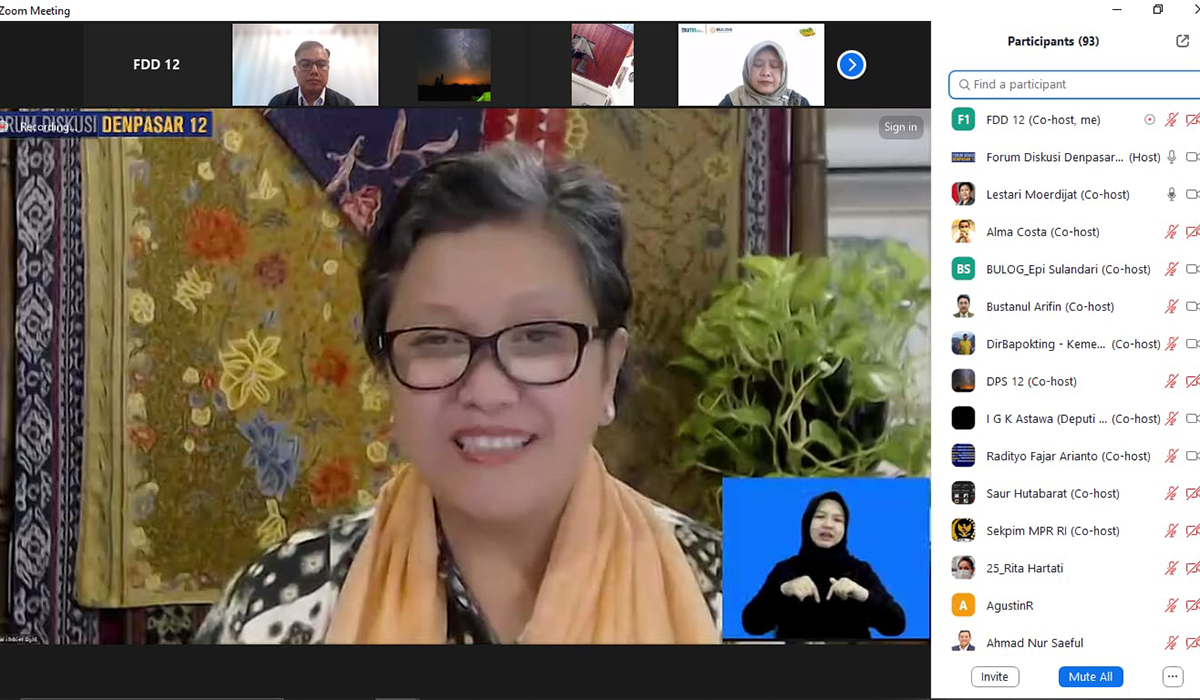 Wakil Ketua MPR RI Lestari Moerdijat membuka diskusi bertema Pemenuhan Kebutuhan Pokok Menjelang Puasa dan Lebaran, Rabu (6/3).