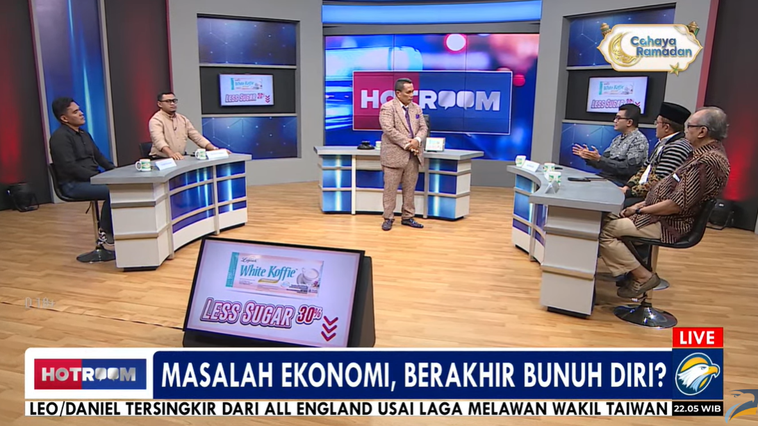 Acara Hot Room Bertajuk Masalah Ekonomi, Berakhir Bunuh Diri?, yang disiarkan langsung MetroTV, 