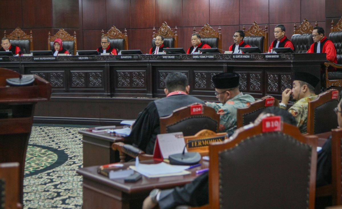 Situasi  sidang lanjutan Perselisihan Hasil Pemilihan Umum (PHPU) Presiden dan Wakil Presiden Tahun 2024 di Mahkamah Konstitusi, Jakarta.