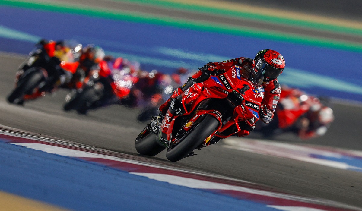 Pembalap Ducati Francesco Bagnaia saat tampil di GP Qatar.