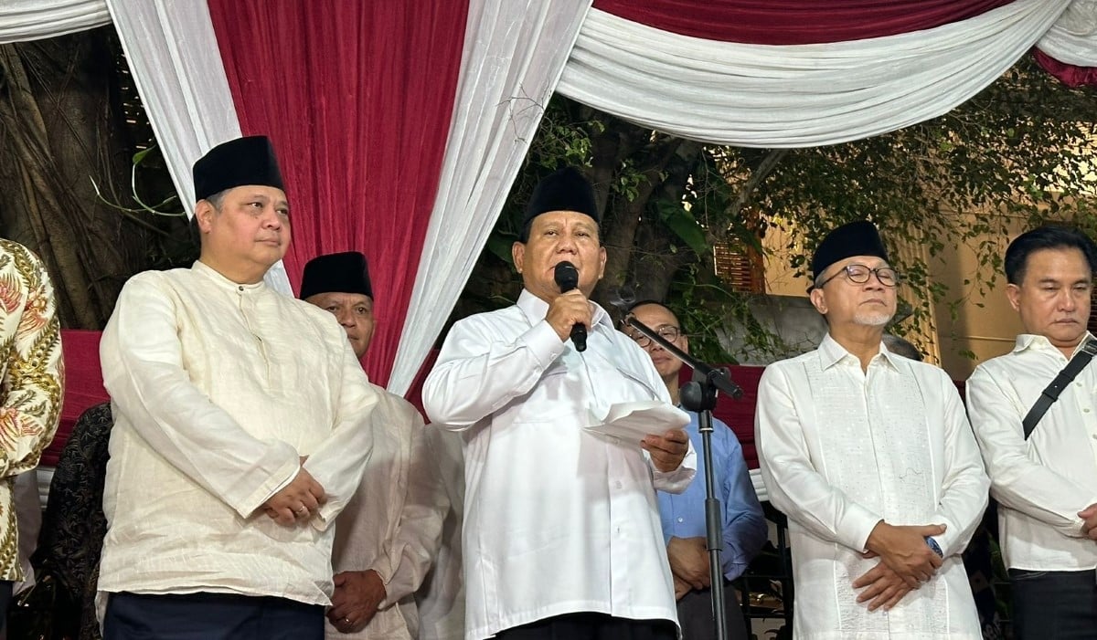 Prabowo Subianto bersama elite Koalisi Indonesia Maju (KIM)