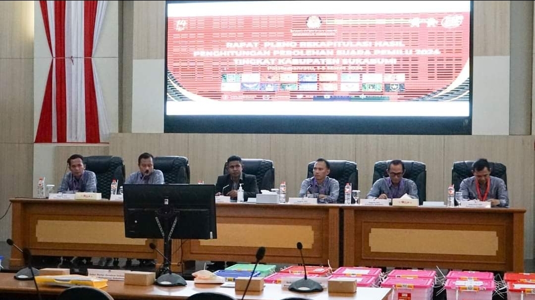 KPU Kabupaten Sukabumi menggelar rapat pleno terbuka rekapitulasi penghitungan hasil perolehan suara Pemilu 2024
