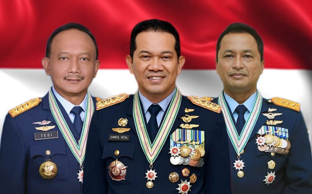 Tiga calon KSAU  TNI Marsdya TNI Samsul Rizal, Marsdya TNI Tedi Rizalhadi dan Marsdya TNI Tonny Harjono.