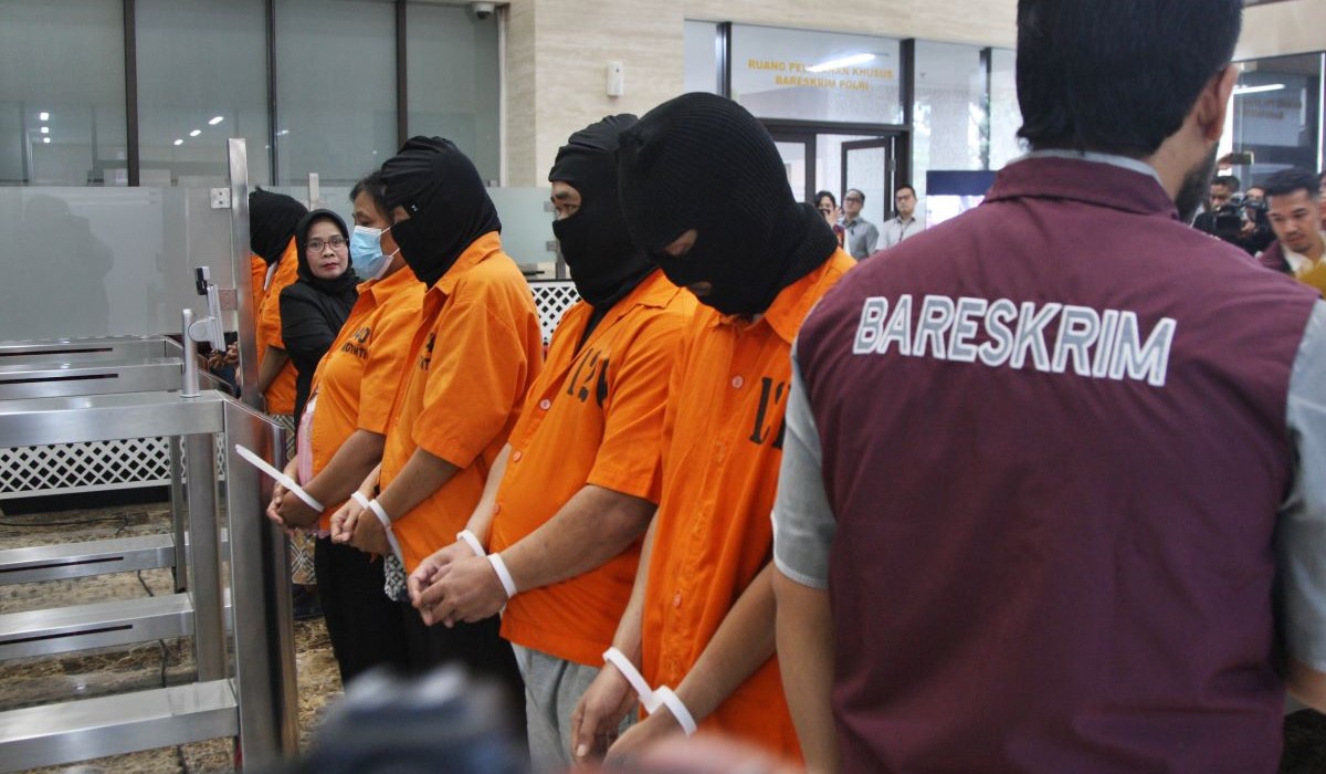 Ilustrasi: Para tersangka dihadirkan dalam rilis pengungkapan kasus TPPO di Bareskrim Mabes Polri, Jakarta, 
