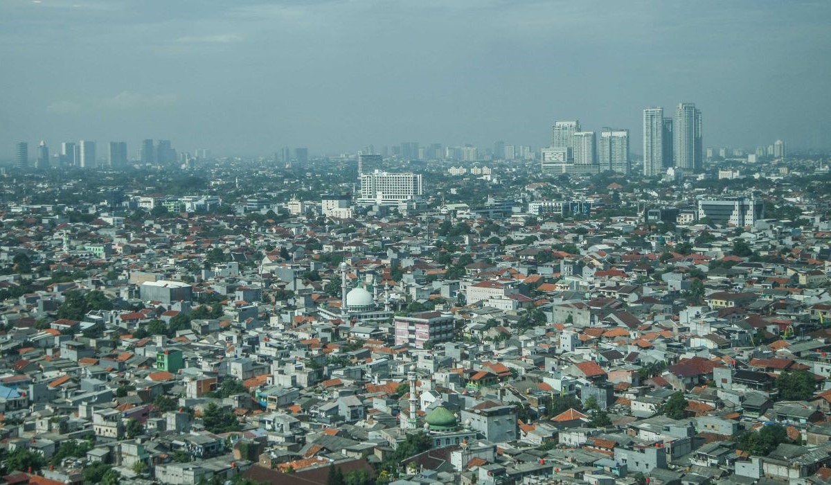 Lanskap pemukiman penduduk di Jakarta