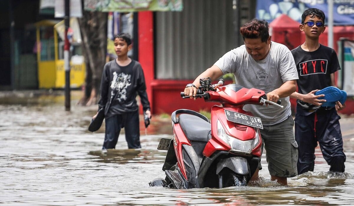 Ilustrasi banjir di Kota Depok.