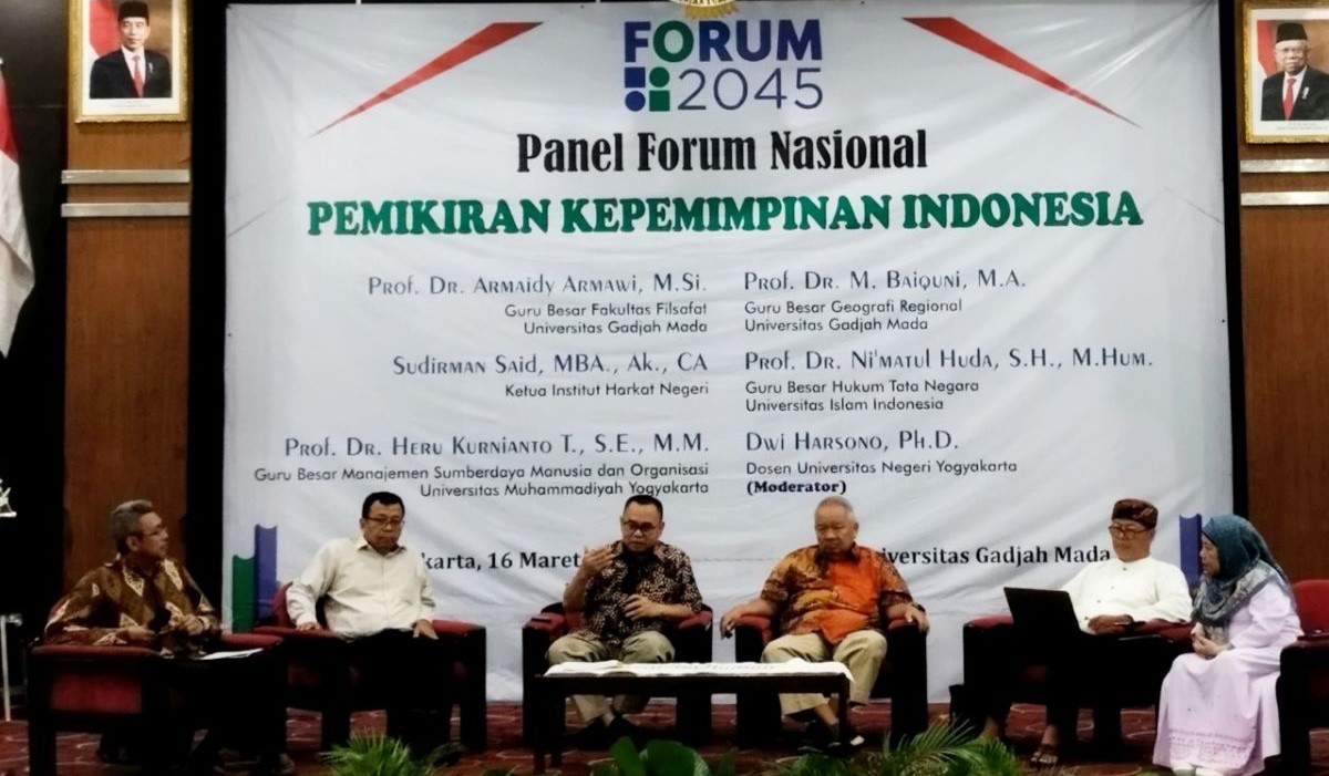 Sudirman Said dalam acara Panel Forum Nasional: Pemikiran Kepemimpinan Indonesia yang digelar Forum 2045 di University Club' Yogyakarta