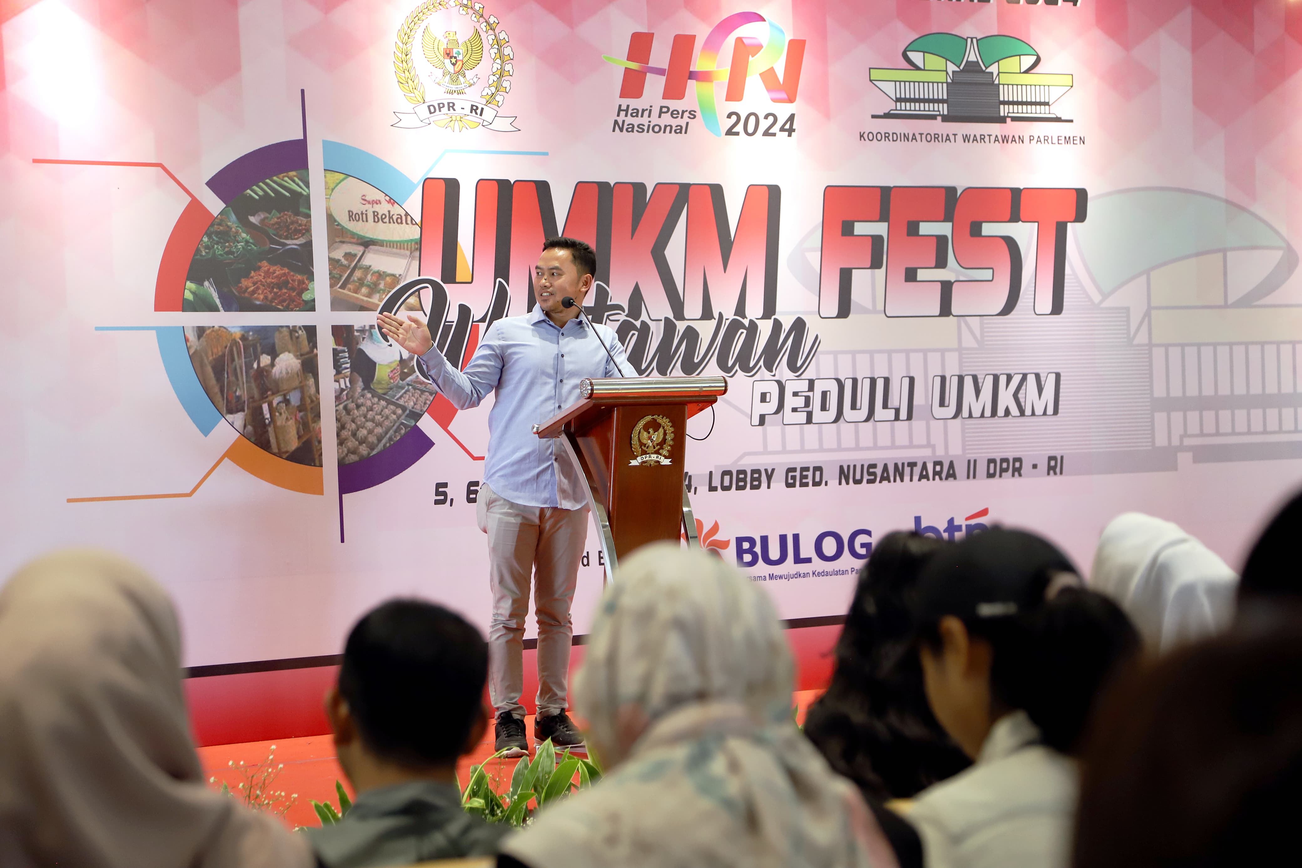 Ketua KWP Ariawan memberi sambutan dalam pembukaan bazar di Kompleks Parlemen