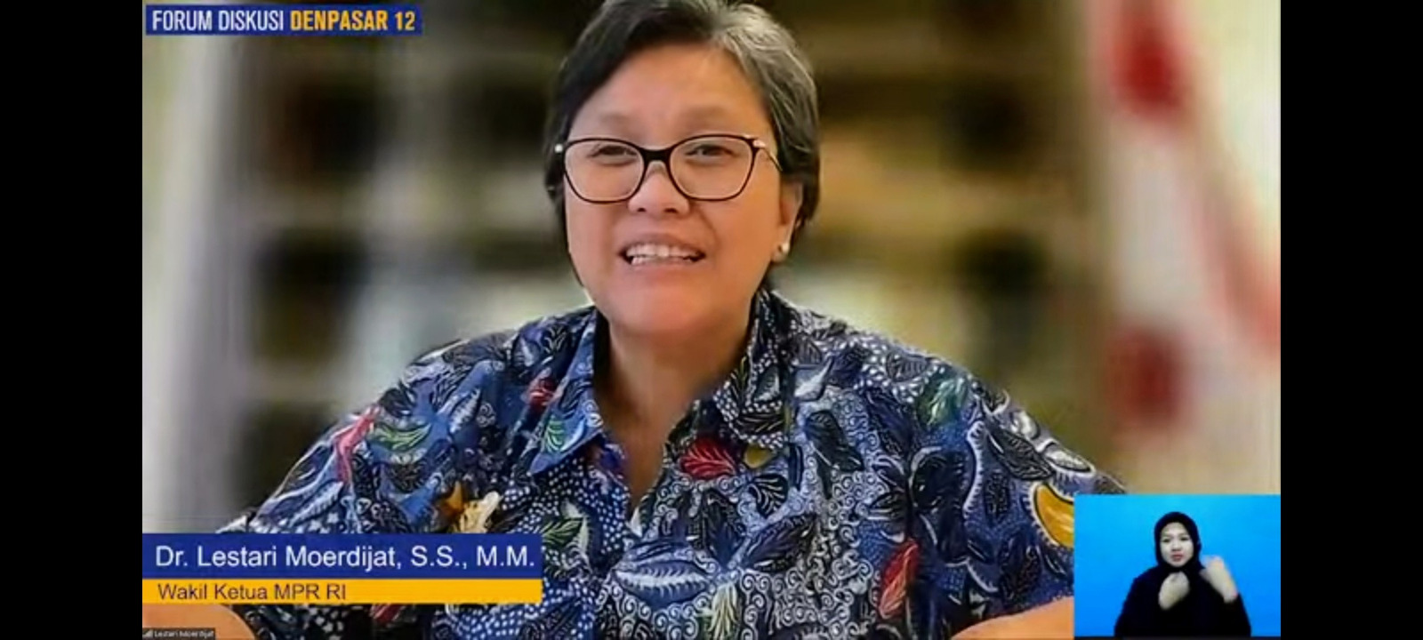 Wakil Ketua MPR Lestari Moerdijat memberikan sambutan dalam diskusi Denpasar 12.