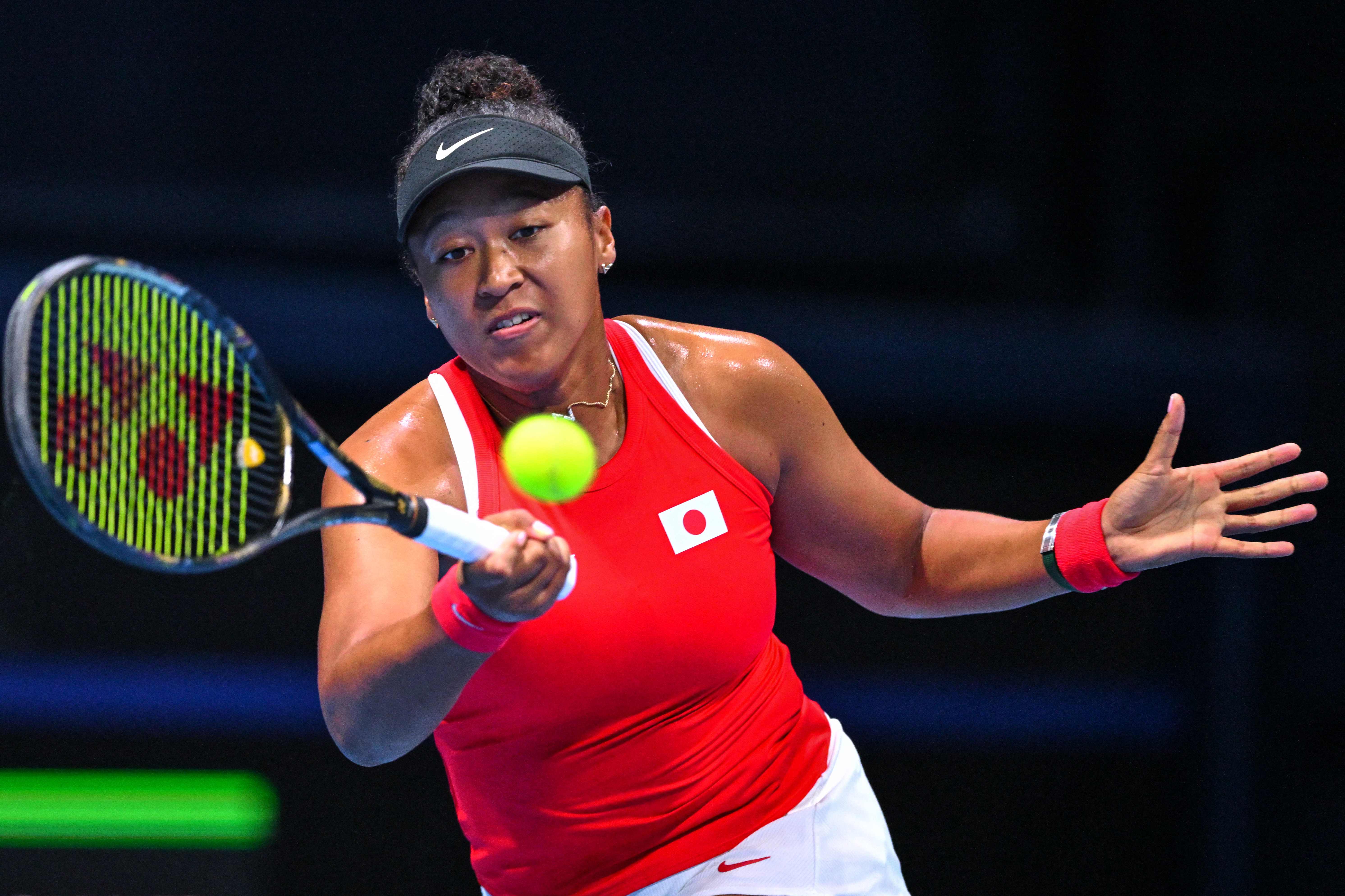 Petenis Jepang Naomi Osaka saat menghadapi Yulia Putintseva dari Kazakhstan