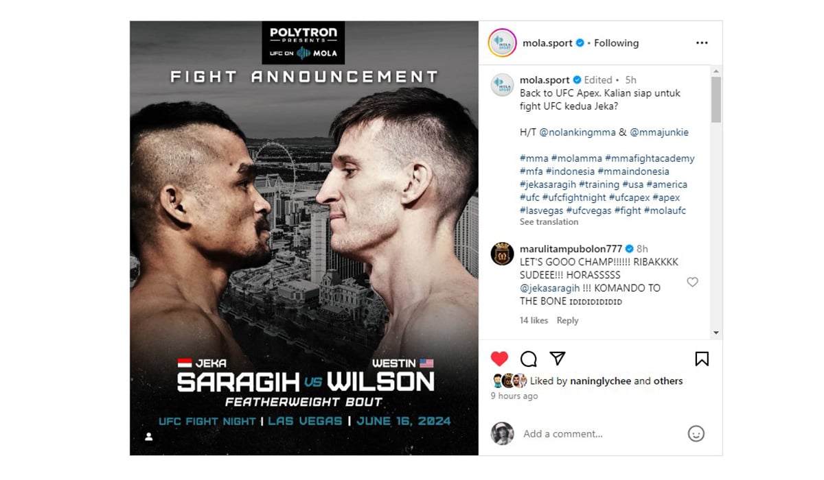 Jeka Saragih (kiri) akan menghadapi Westin Wilson.