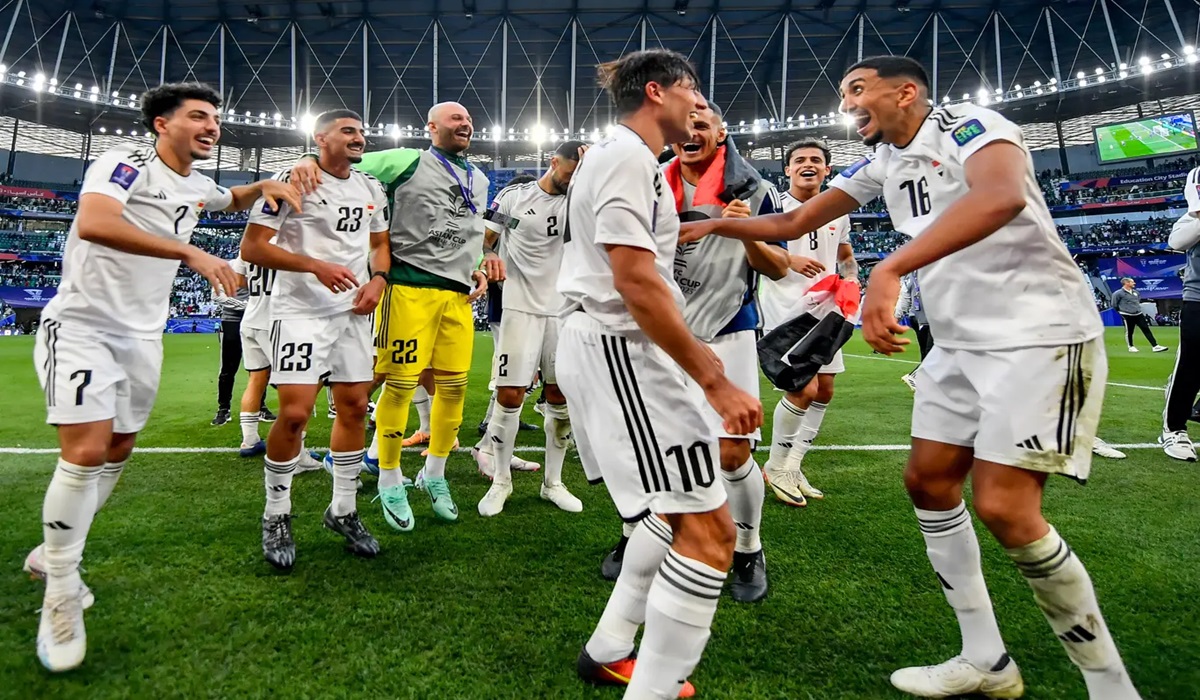 Selebrasi para pemain timnas Irak