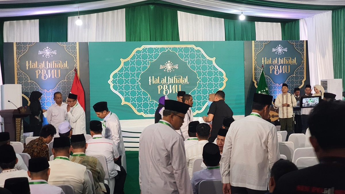 Suasana halalbihalal di Kantor Pengurus Besar Nahdlatul Ulama (PBNU) Jakarta. 