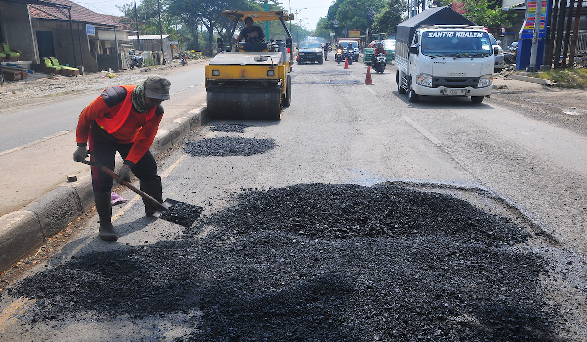 Perbaikan jalur mudik di Demak, Jawa Tengah