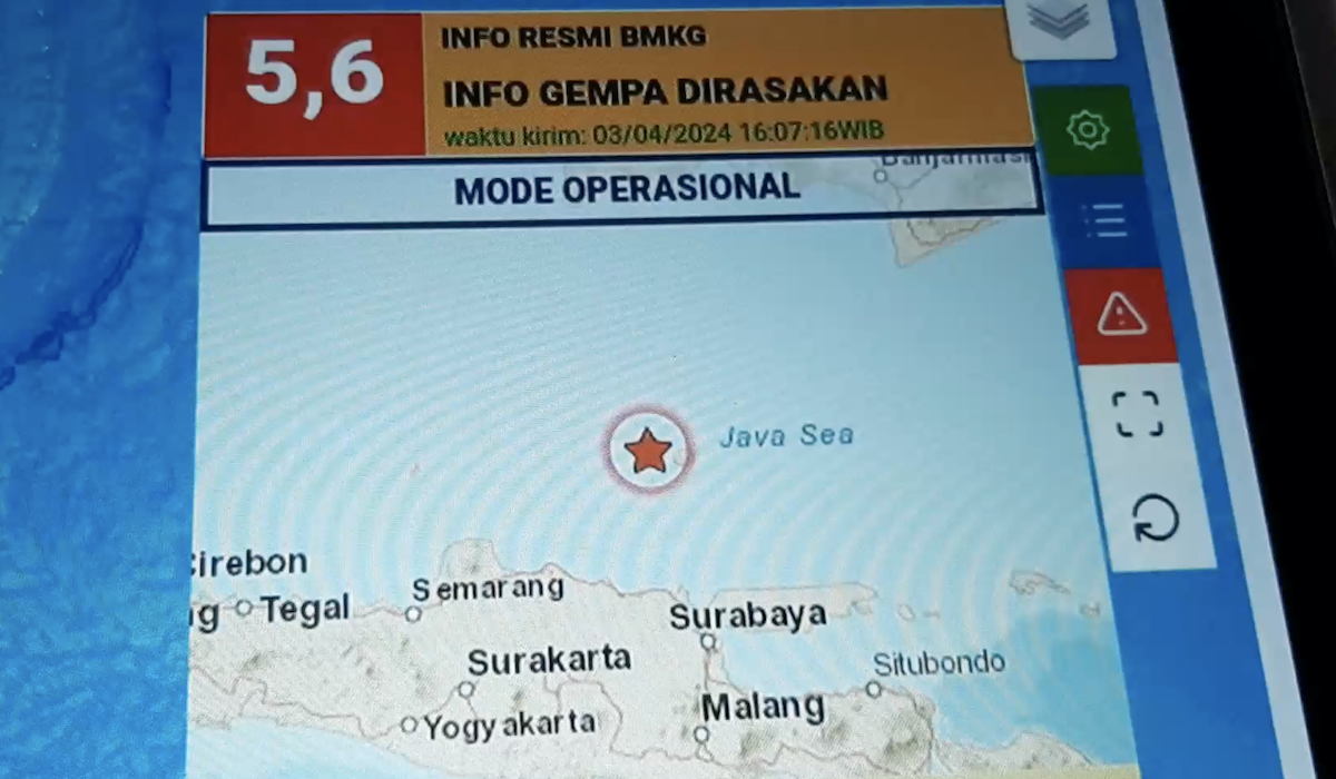 Gempa hari ini di Pulau Bawean 