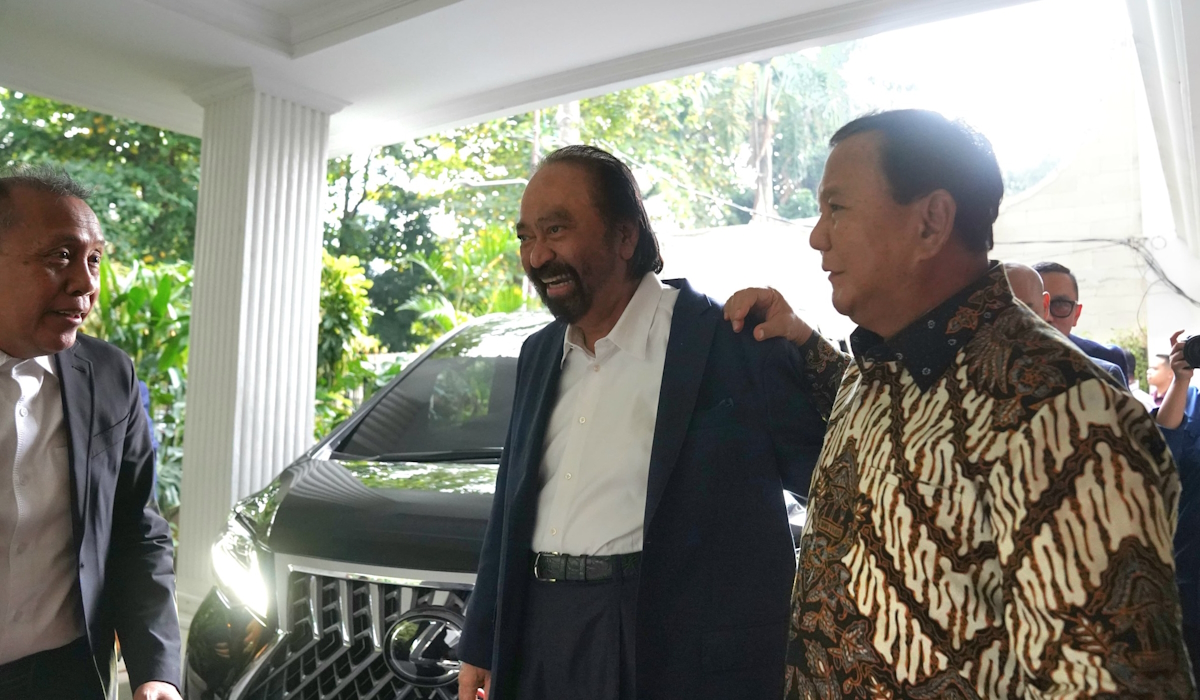 Ketua Umum Partai NasDem Surya Paloh dan Presiden terpilih 2024 Prabowo Subianto