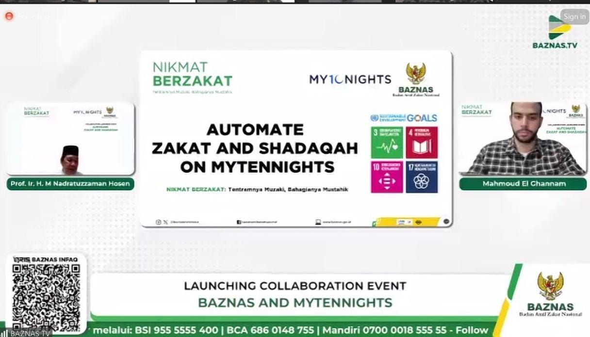 Gandeng MyTenNights, BAZNAS Beri Kemudahan Umat Tunaikan Zakat Lewat Daring