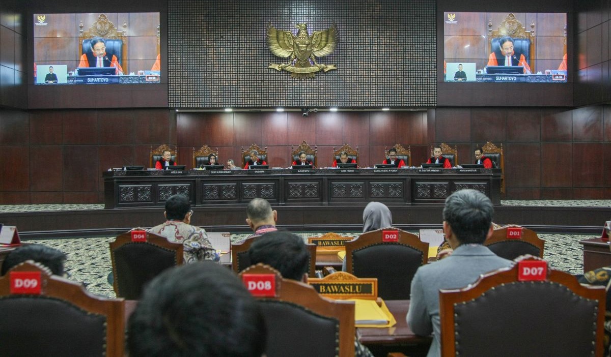 Pengucapan putusan PHPU Pilpres 2024 di Gedung Mahkamah Konstitusi, Jakarta, Senin (22/4/2024).