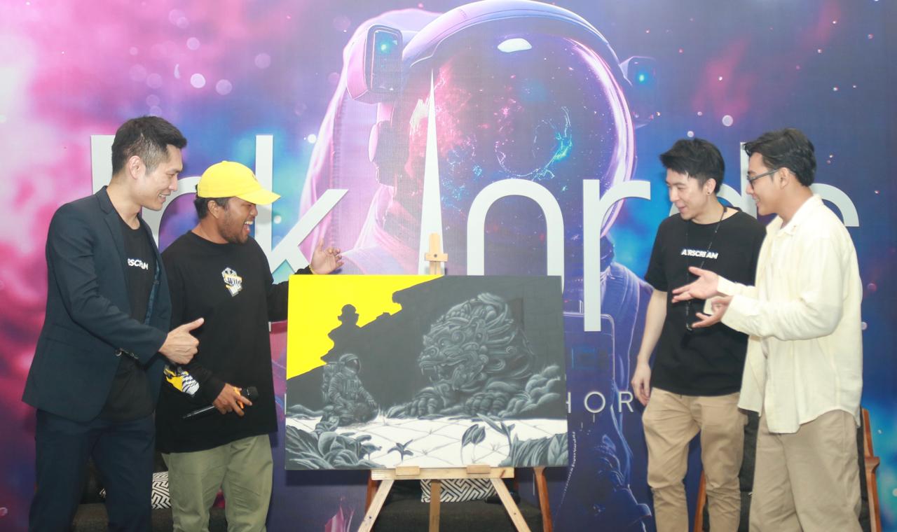 Sebuah karya hasil perpaduan seni dan kecerdasan buatan ditampilkan di acara #stARTwithInkLords. 