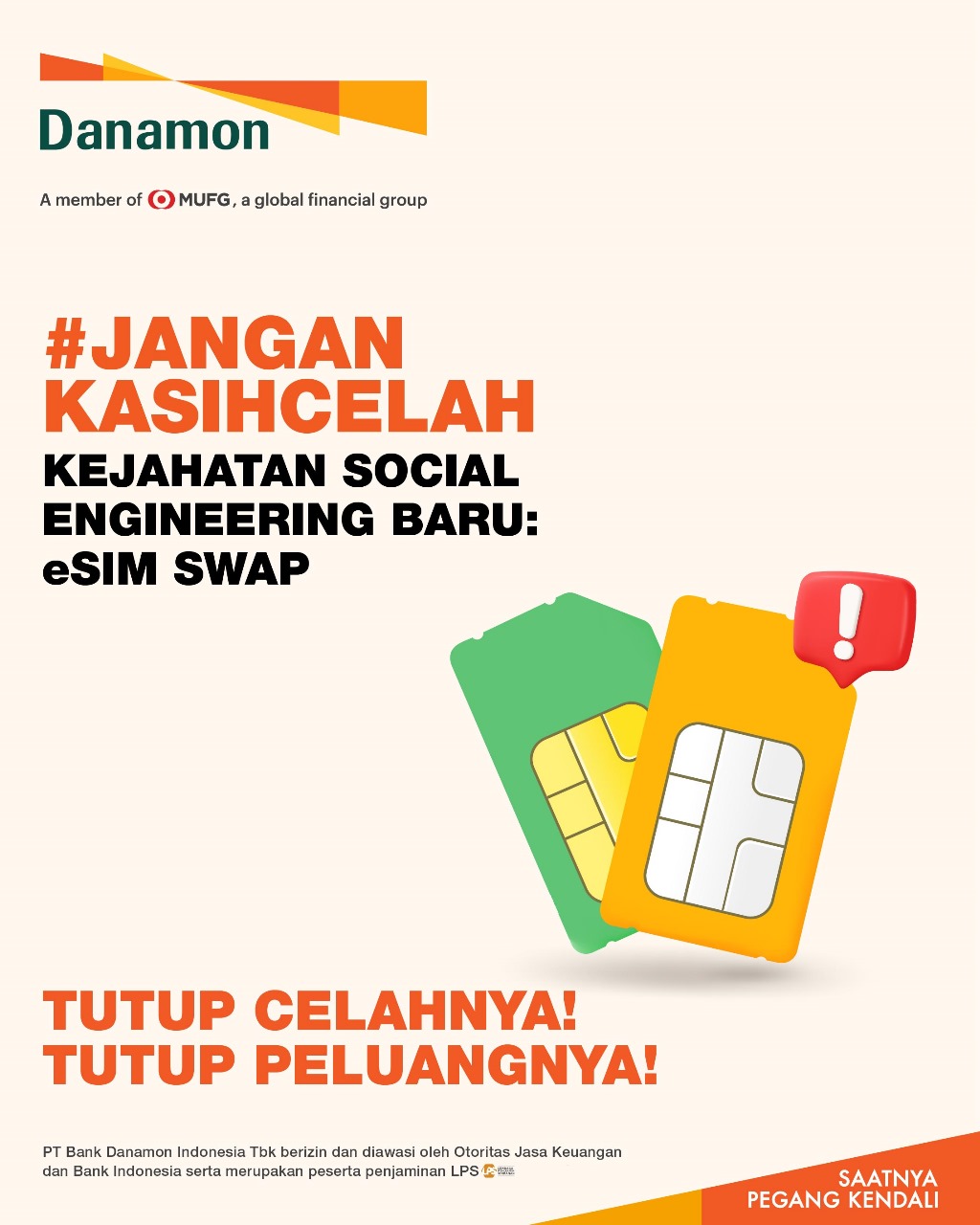 Flyers peringatan kewaspadaan terhadap e-SIM Swap.