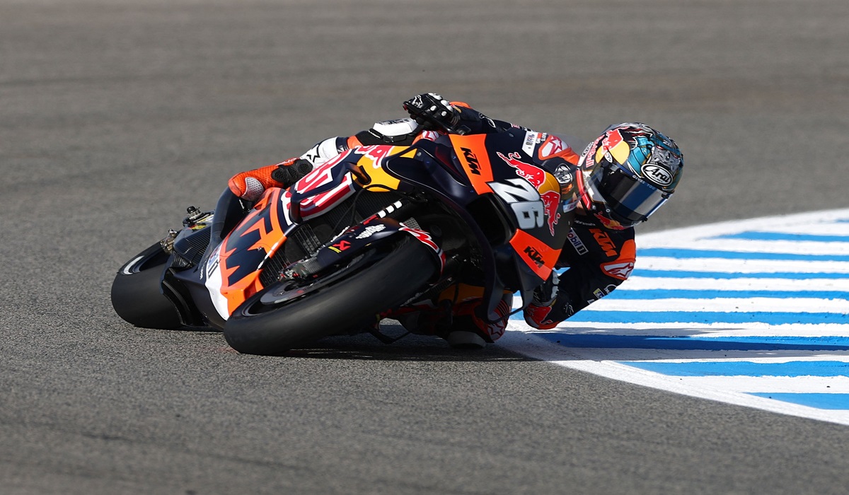 Pembalap KTM Dani Pedrosa saat tampil di GP Spanyol pada 29 April 2023.