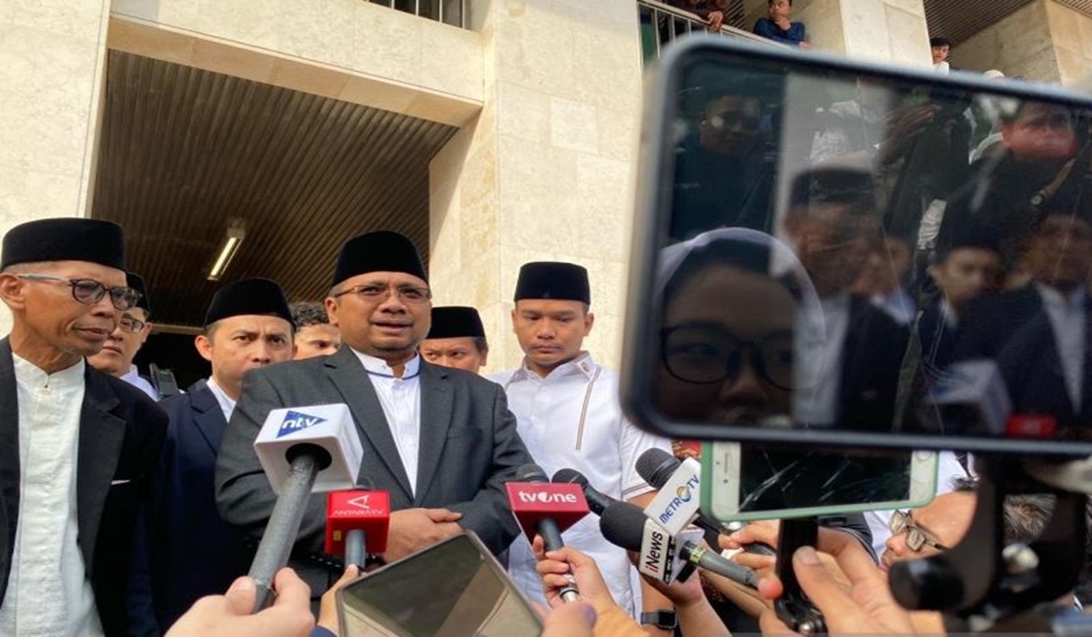 Menteri Agama Yaqut Cholil Qoumas ketika ditemui media usai Salat Ied di Masjid Istiqlal, Jakarta, Rabu (10/4) 