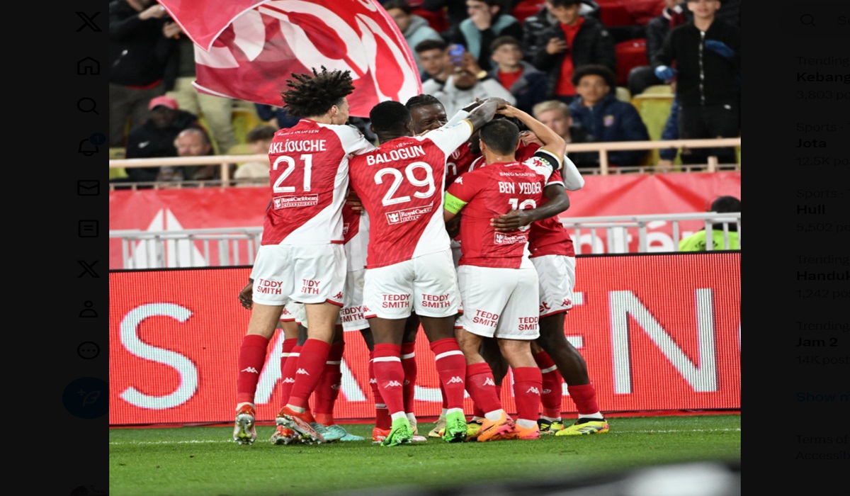 Para pemain Monaco melakukan selebrasi usai mencetak gol ke gawang Lille di laga Ligue 1.