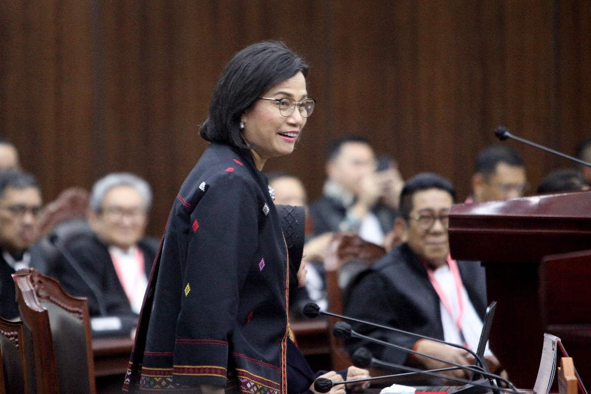 Menteri Keuangan Sri Mulyani hadir dalam sidang lanjutan Perselisihan Hasil Pemilihan Umum (PHPU) Presiden dan Wakil Presiden dengan agenda 